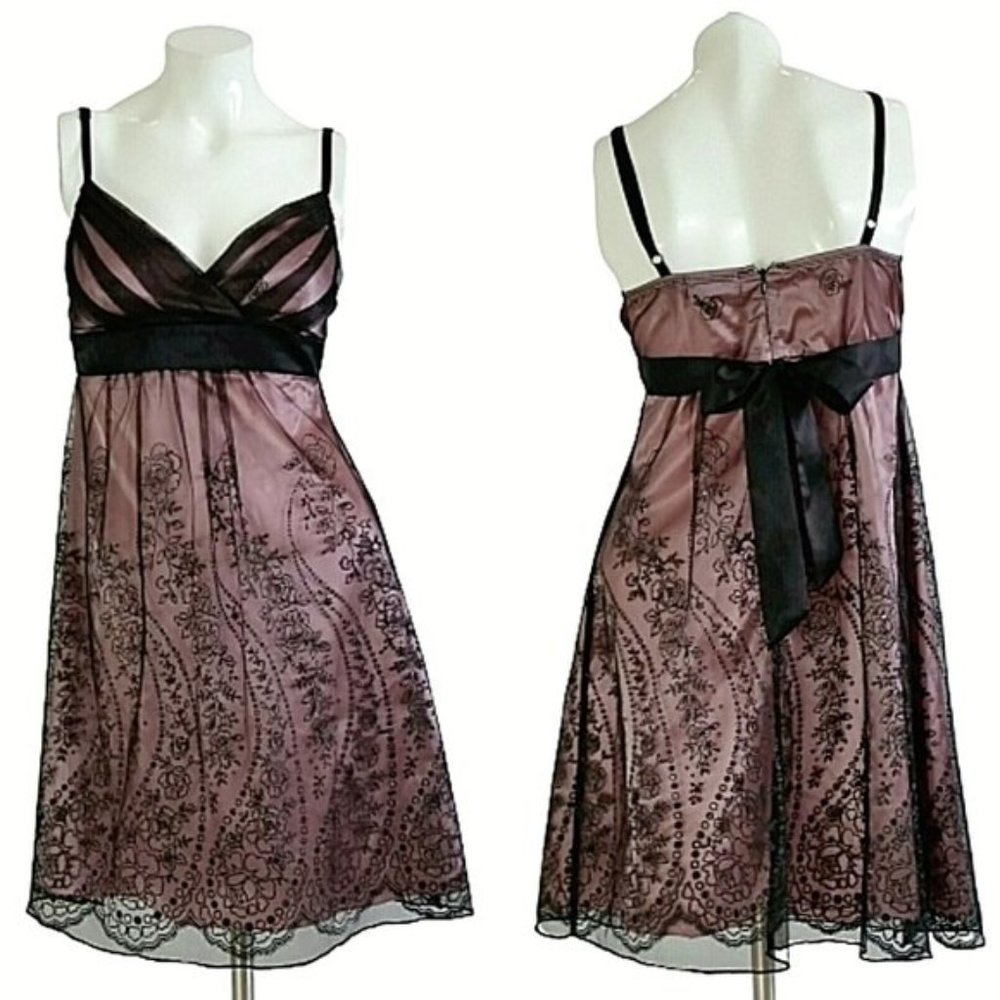 Trixxi Sparkly Overlay Empire Waist Party Dress